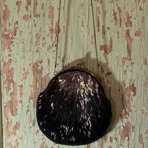 La Regales vintage black beaded hand bag/ purse.